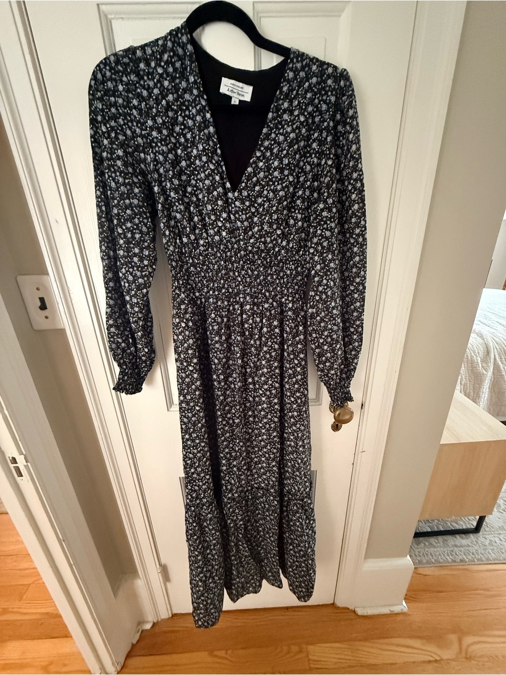 & Other Stories Black Floral Long Sleeve Maxi Dress